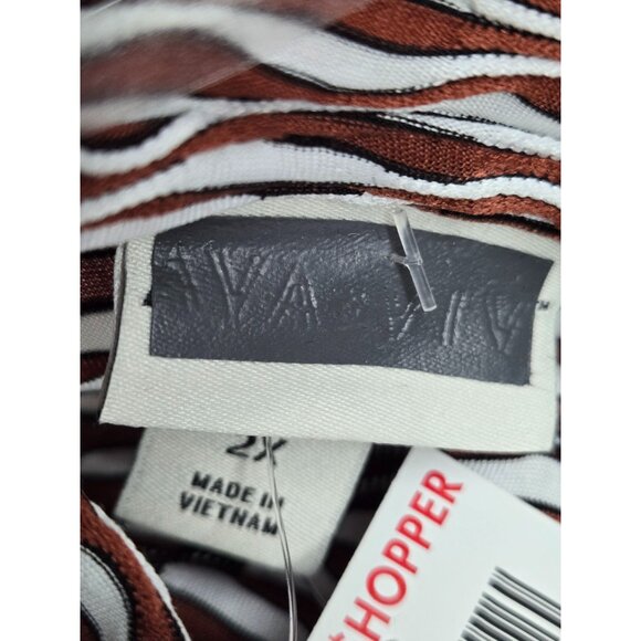 Brown & White Wave Pattern Long-Sleeve Shirt 2X - Picture 3 of 5